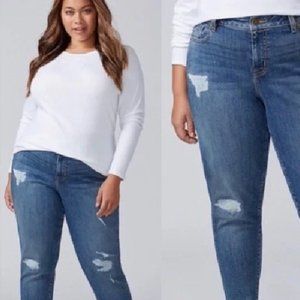 Lane Bryant Mid-Rise Boyfriend Distressed Jean Capris Signature Fit - size 26W